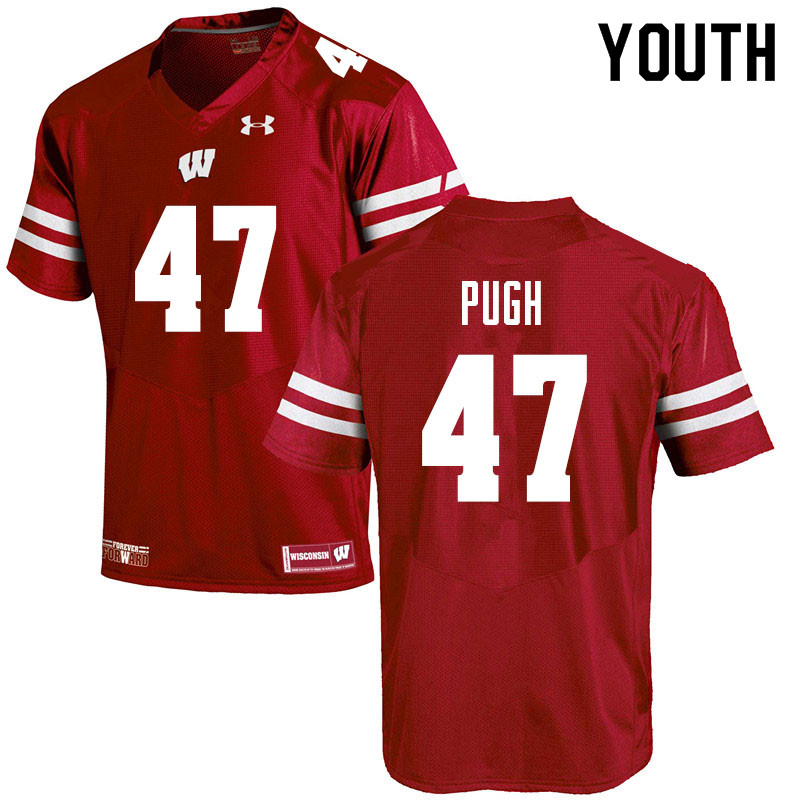 Wisconsin Badgers Youth #47 Jack Pugh NCAA Under Armour Authentic Red College Stitched Football Jersey ZY40Q40XQ
